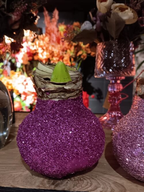 Amaryllis bol wax hard roze glitter