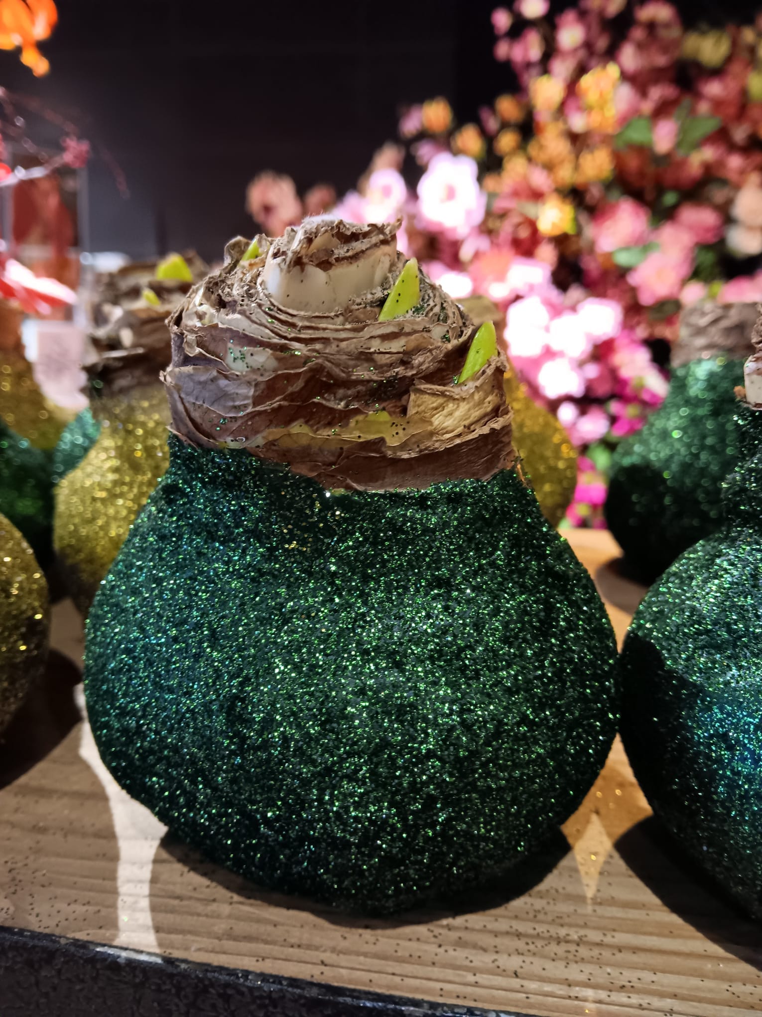 Amaryllis bol wax groen glitter 1 Amaryllis bol wax groen glitter